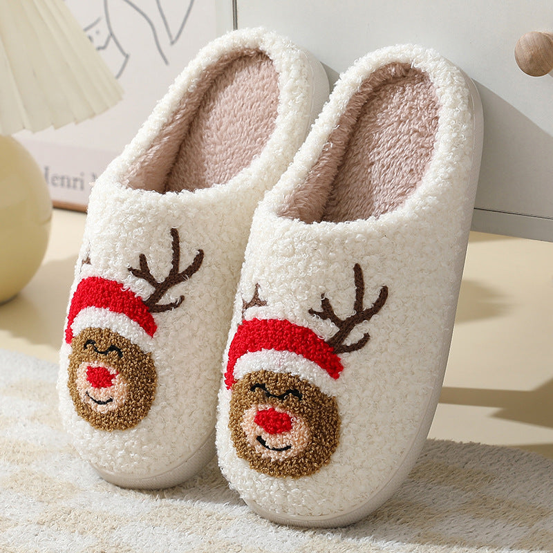 Fluffy Christmas slippers with Santa motif