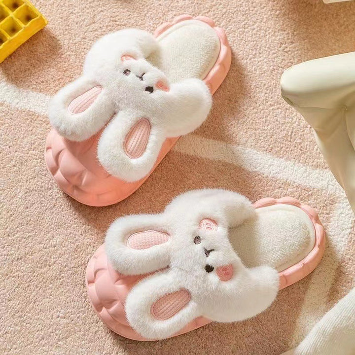 Fluffy bunny slippers in pink