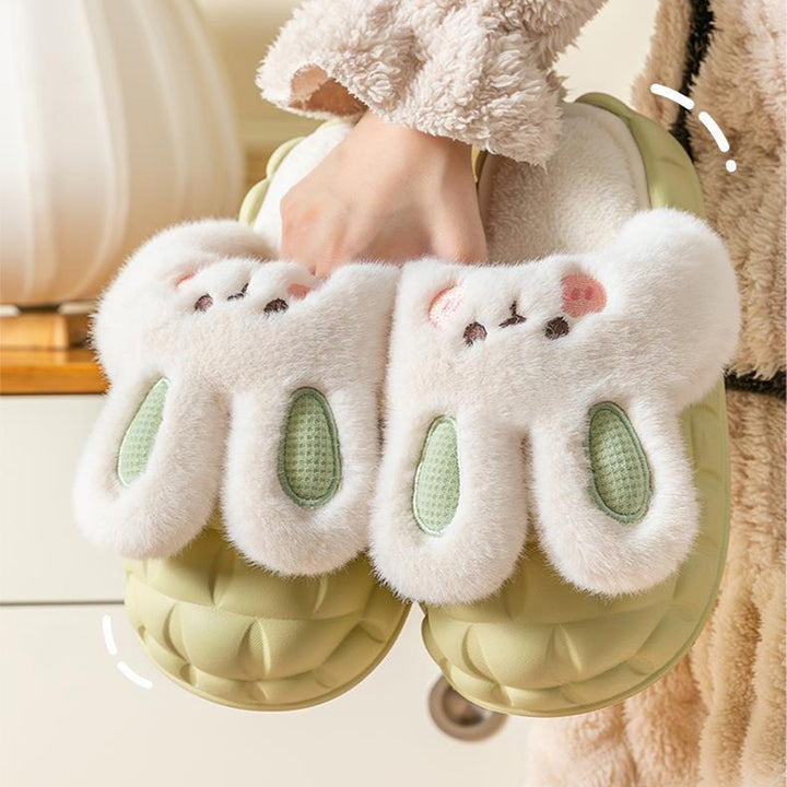 Fluffy bunny slippers in pink