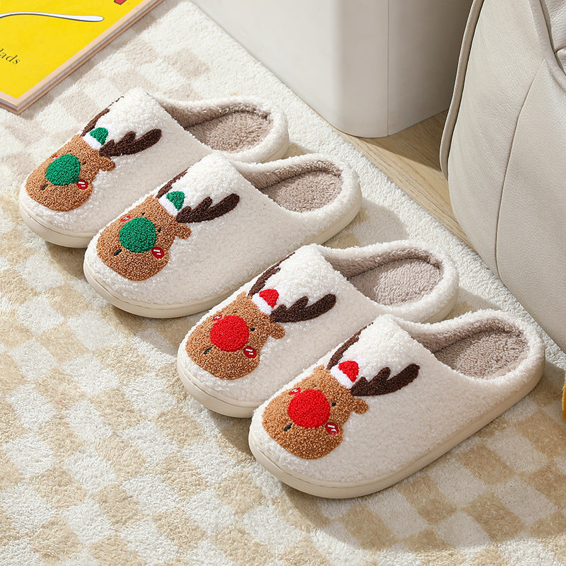 Fluffy reindeer Christmas slippers