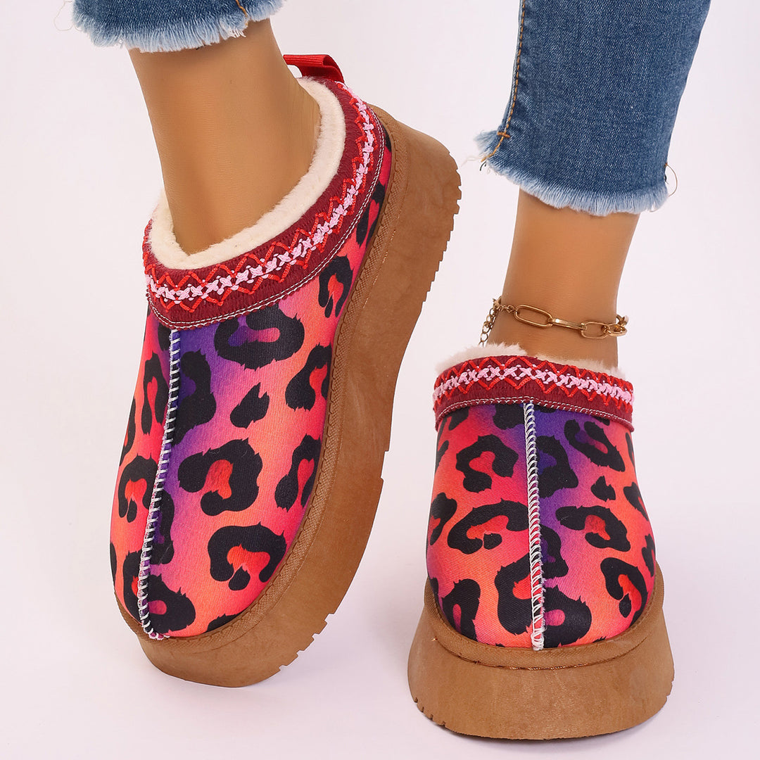 Christmas print platform ankle boots