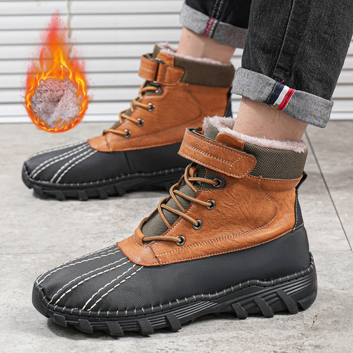 Waterproof Unisex Lace-Up Snow Boots, Fleece Lined Work Boots