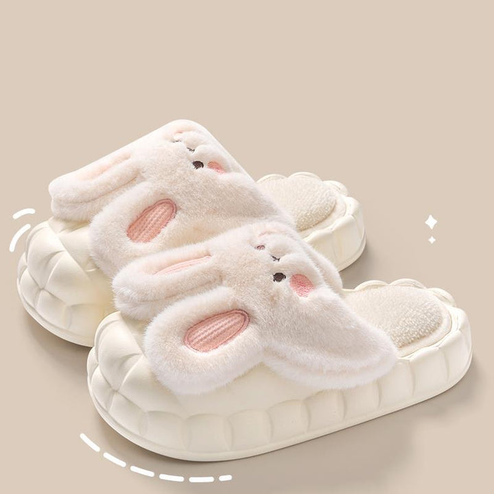 Fluffy bunny slippers in pink