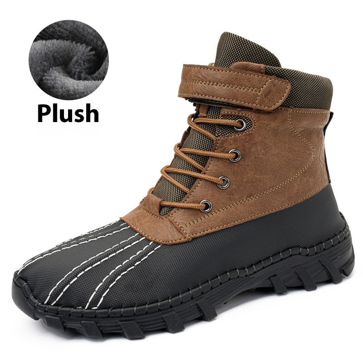 Waterproof Unisex Lace-Up Snow Boots, Fleece Lined Work Boots
