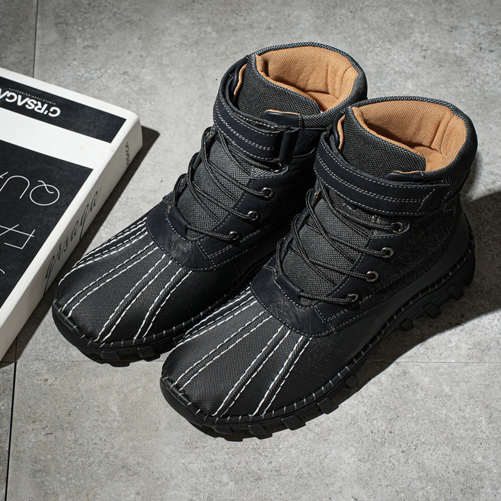 Waterproof Unisex Lace-Up Snow Boots, Fleece Lined Work Boots