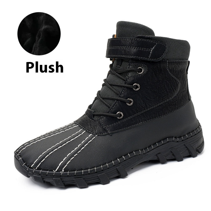 Waterproof Unisex Lace-Up Snow Boots, Fleece Lined Work Boots