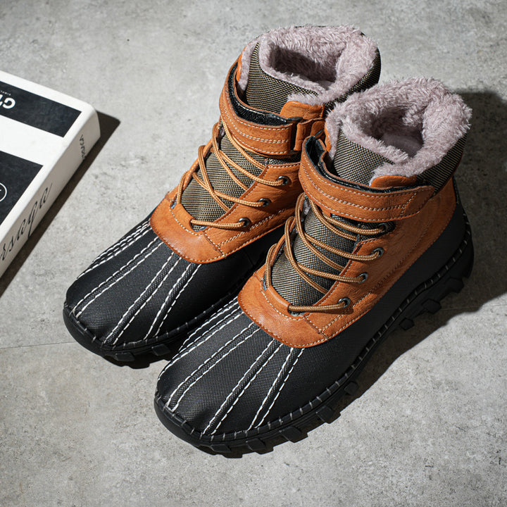 Waterproof Unisex Lace-Up Snow Boots, Fleece Lined Work Boots