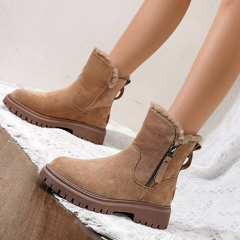 Faux suede snow boots with plush cuff