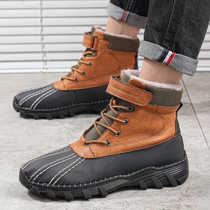 Waterproof Unisex Lace-Up Snow Boots, Fleece Lined Work Boots