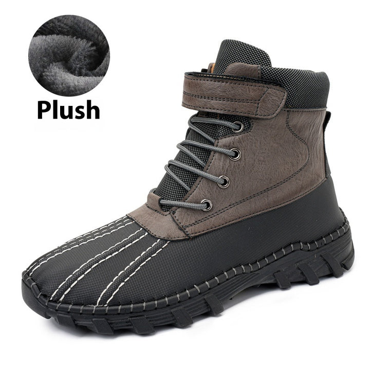 Waterproof Unisex Lace-Up Snow Boots, Fleece Lined Work Boots