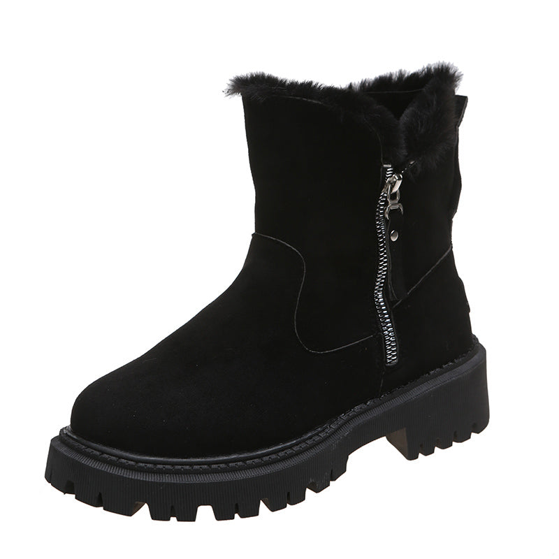Faux suede snow boots with plush cuff