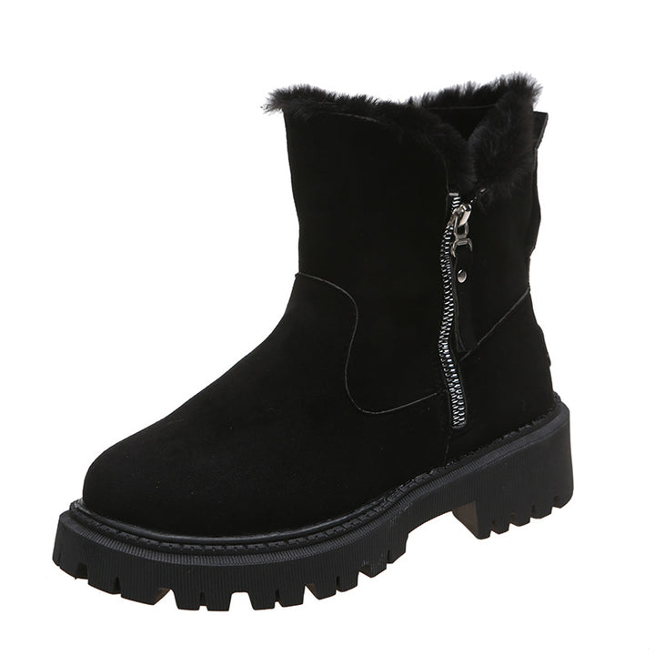 Faux suede snow boots with plush cuff