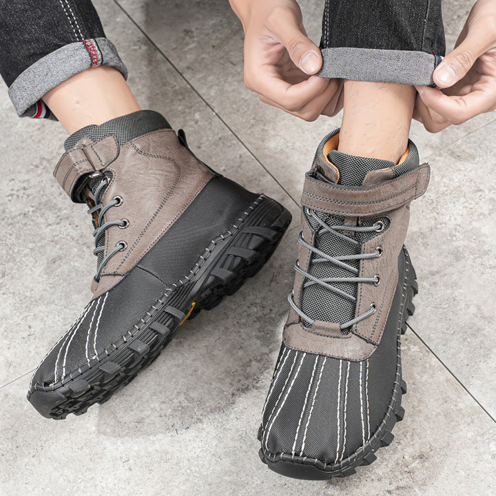 Waterproof Unisex Lace-Up Snow Boots, Fleece Lined Work Boots