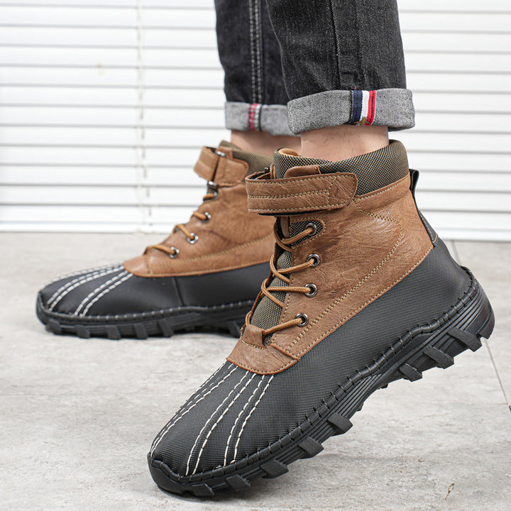 Waterproof Unisex Lace-Up Snow Boots, Fleece Lined Work Boots